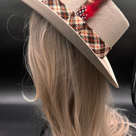 H16 Hat Gallero style in grey with Read + Black headband NWOT - Picture 3 of 9